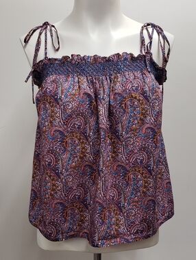 J.CREW Liberty Fabric Women's XS Paisley Print Sleeveless Top Adjustable Straps